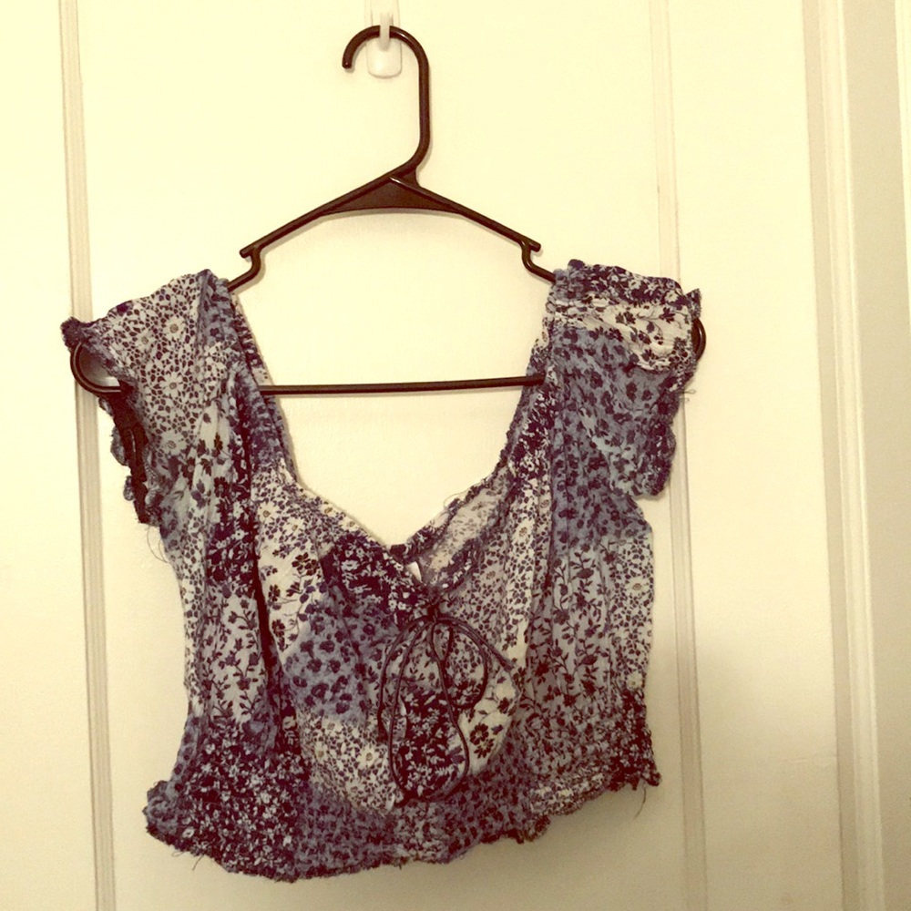 Floral print off the shoulder crop top!!!
